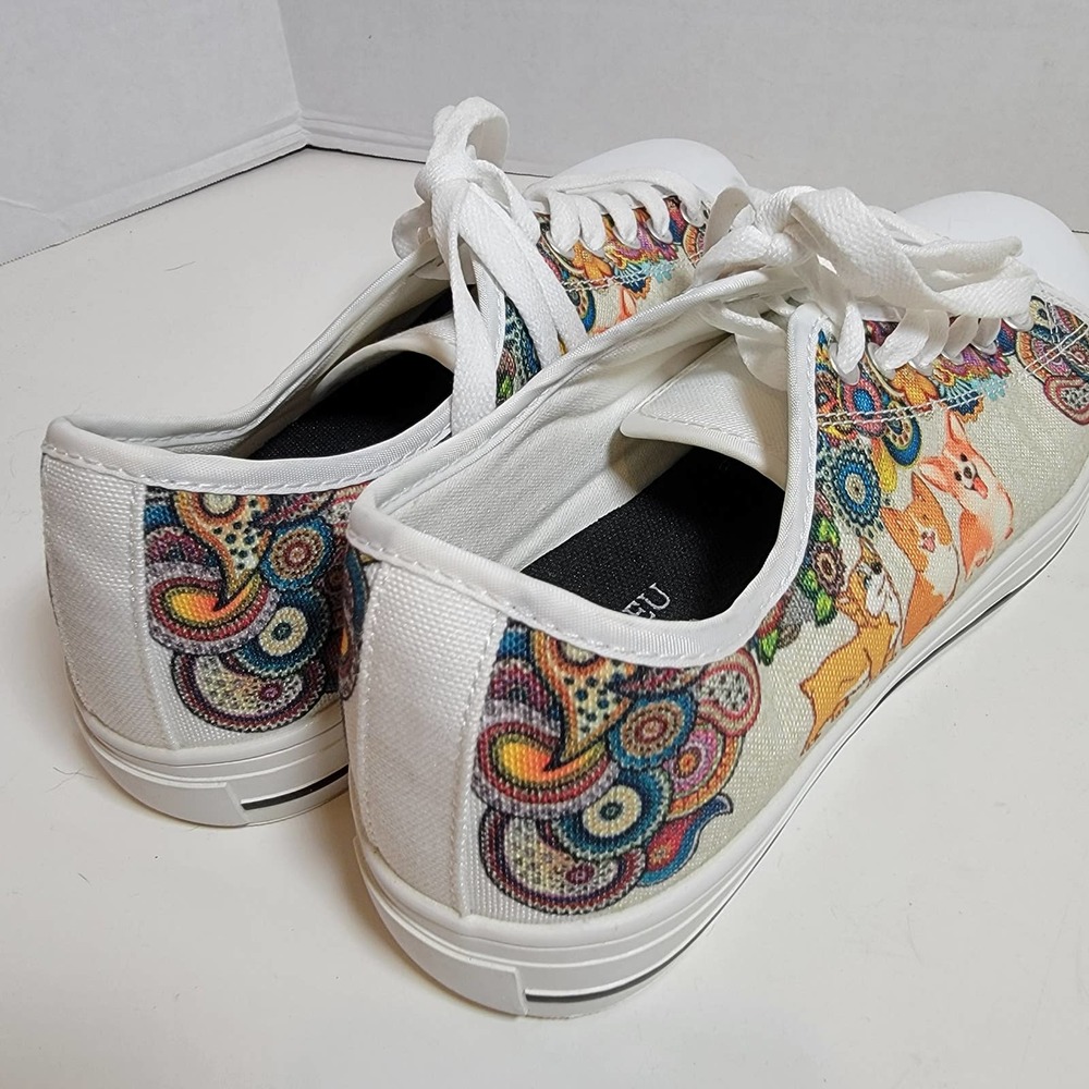 Corgi Sneakers 7 Dog Casual Puppy Tennis Shoes Floral - Picture 6 of 8